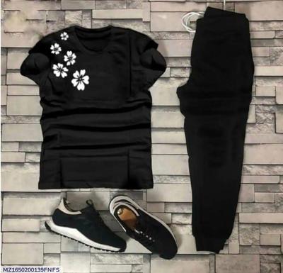 Women Black Floral Printed 2-Piece Tracksuit Set