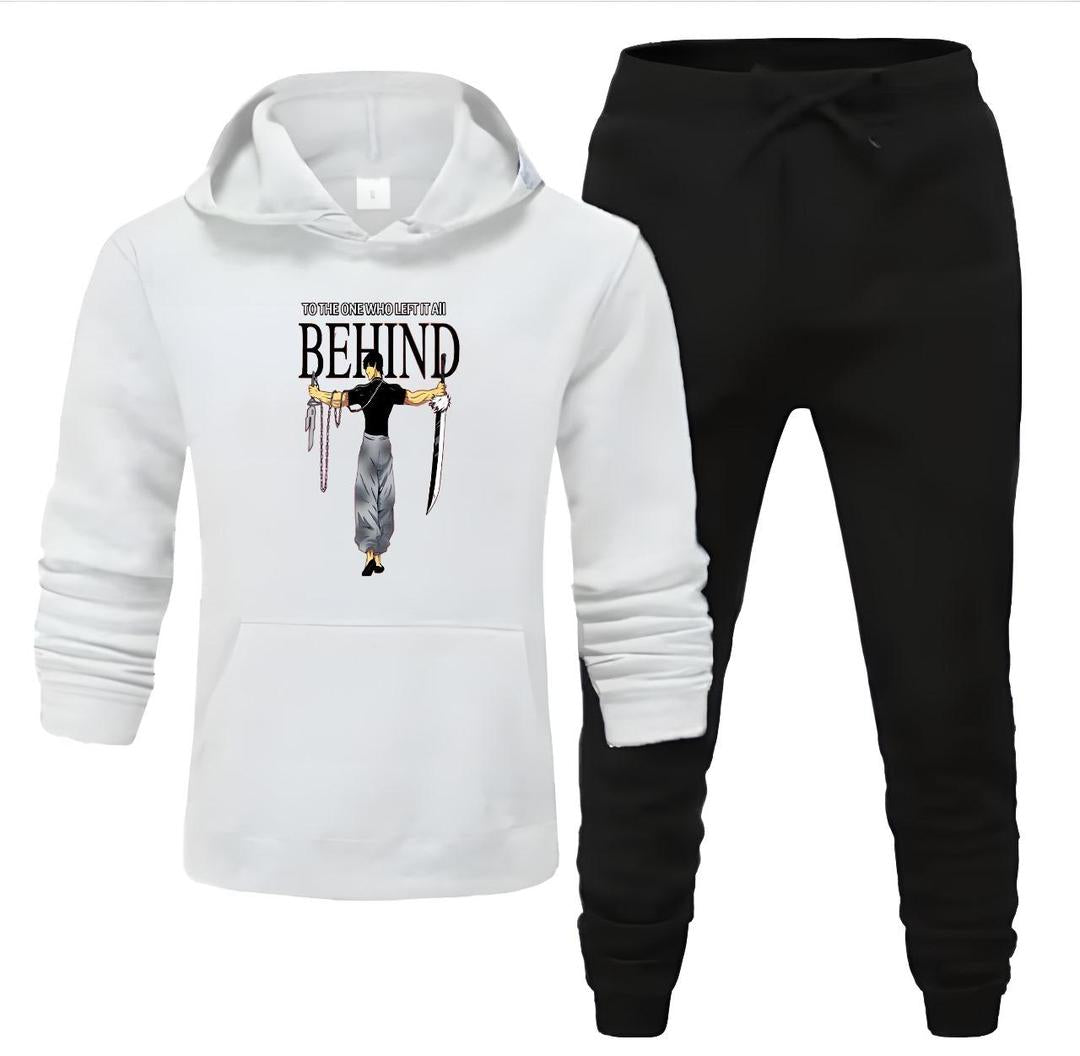 2 Pcs Women's Stitched Fleece Printed Hoodie Tracksuit